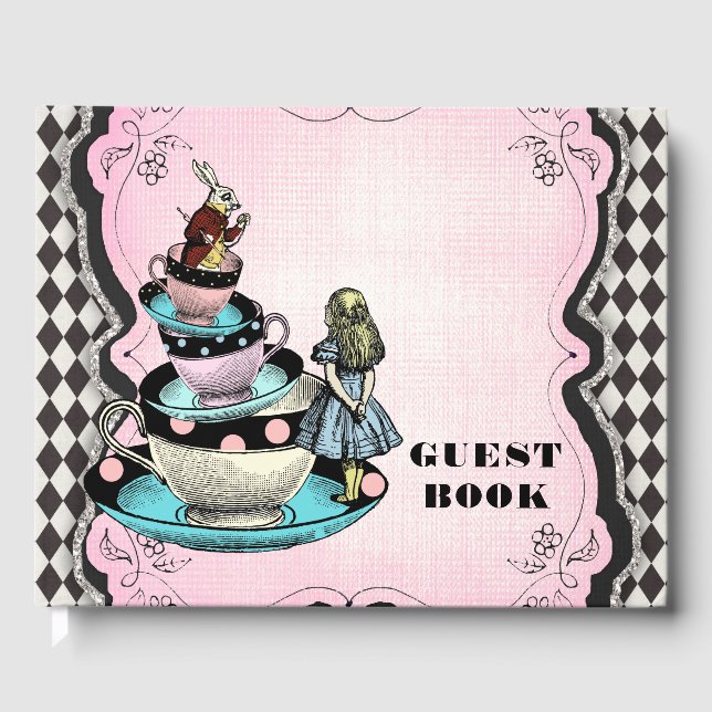 Alice im Wunderland Birthday Party Gästebuch (Vorderseite)