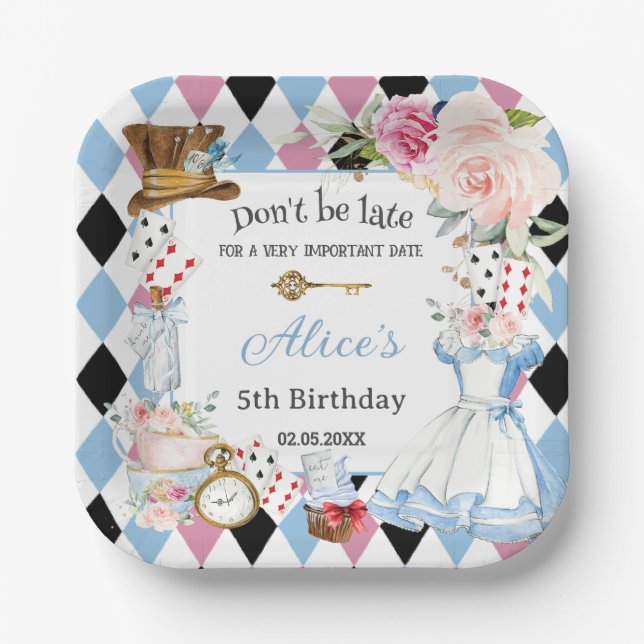 Alice im Wunderland Birthday Tea Party Pappteller (Vorderseite)