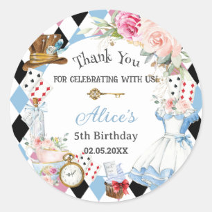 Alice im Wunderland Birthday Tea Party Runder Aufkleber