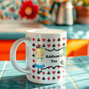 Alice im Wunderland Black Red Card Deck Monogramm Kaffeetasse