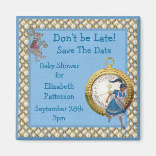 Alice im Wunderland-Blau-Save the Date Baby-Dusche Magnet