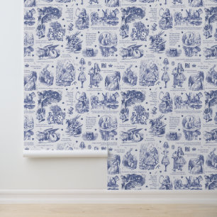 Alice im Wunderland Blau Weiße Toile-Nursery Tapete