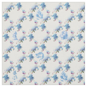 Alice im Wunderland-blaues Blumengewebe Stoff