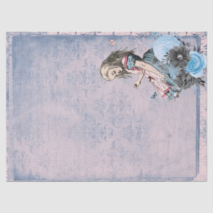 Alice im Wunderland Blue Floral Decoupage Seidenpapier