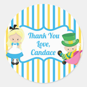 Alice im Wunderland Blue Yellow Party Vielen Dank Runder Aufkleber