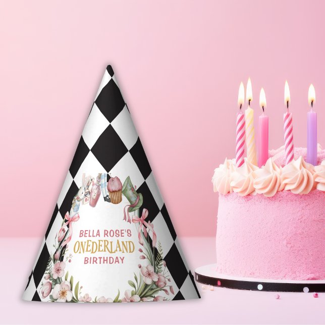 Alice im Wunderland Blume Rahmen 1. Geburtstag Partyhütchen (Von Creator hochgeladen)