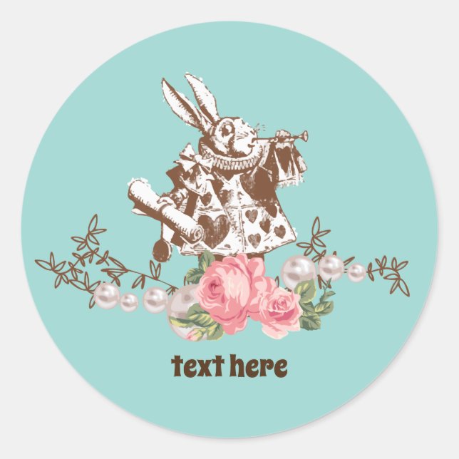 Alice im Wunderland Blumenaufkleber Runder Aufkleber (Vorderseite)