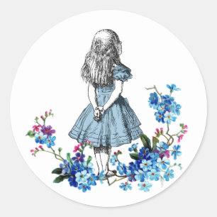 Alice im Wunderland Blumenaufkleber Runder Aufkleber