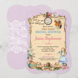 Alice im Wunderland Brautdusche Einladung lila