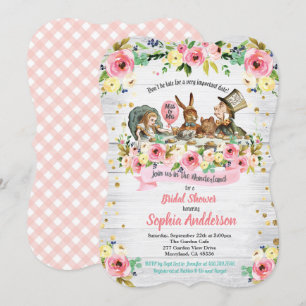 Alice im Wunderland Brautdusche Einladung Rosa