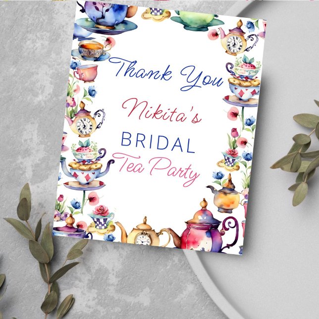 Alice im Wunderland Brautparty Dankeschön Karte (Bridal shower tea party thank you card Alice in wonderland themed bridal shower thank you card)