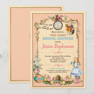 Alice im Wunderland Brautparty Einladung pink