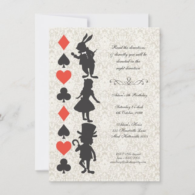 Alice im Wunderland Cards Tee Party Geburtstag Einladung (Vorderseite)