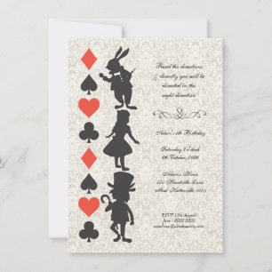 Alice im Wunderland Cards Tee Party Geburtstag Einladung