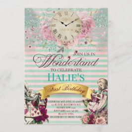 Alice im Wunderland Chalkboard Geburtstag Einladung