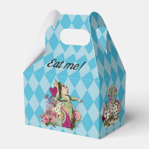 Alice im Wunderland-Charaktere auf blauem Harlekin Geschenkschachtel