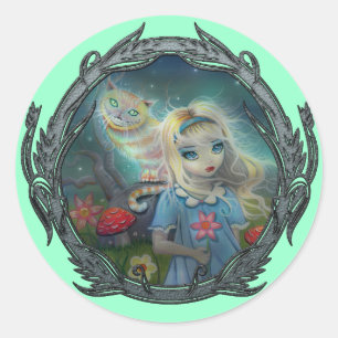 Alice im Wunderland Cheshire-Cat-Aufkleber Runder Aufkleber