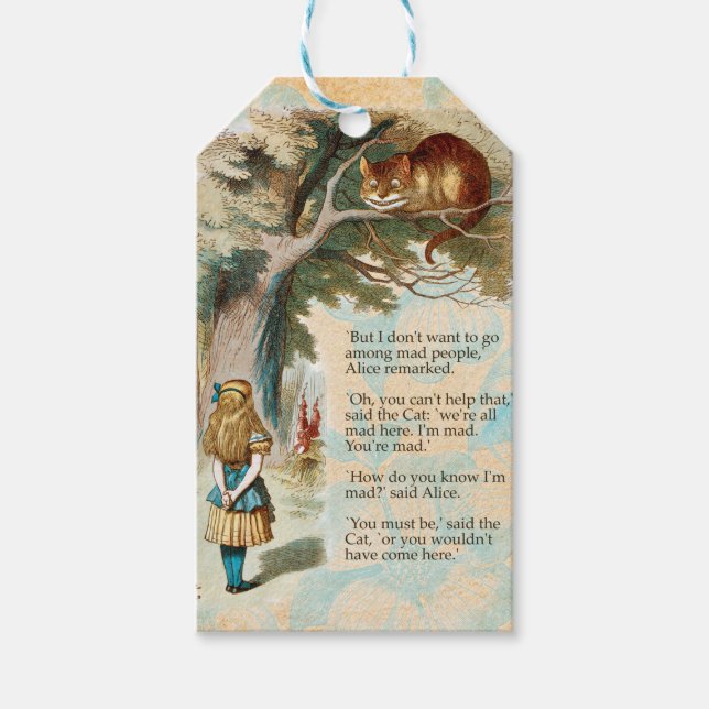 Alice im Wunderland Cheshire Cat Mad Geschenkanhänger (Vorderseite)