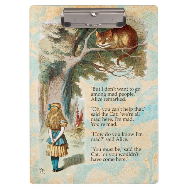 Alice im Wunderland Cheshire Cat Mad Klemmbrett (Vorderseite)