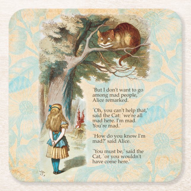 Alice im Wunderland Cheshire Cat Mad Rechteckiger Pappuntersetzer (Vorderseite)