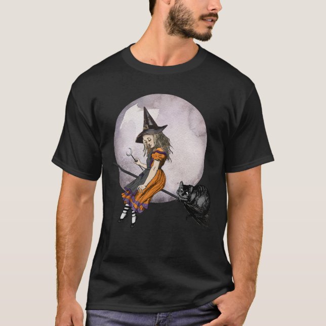Alice im Wunderland Cheshire Cat Moon Halloween T-Shirt (Vorderseite)