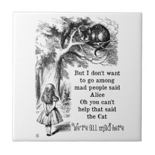 Alice im Wunderland; Cheshire-Katze mit Alice Fliese