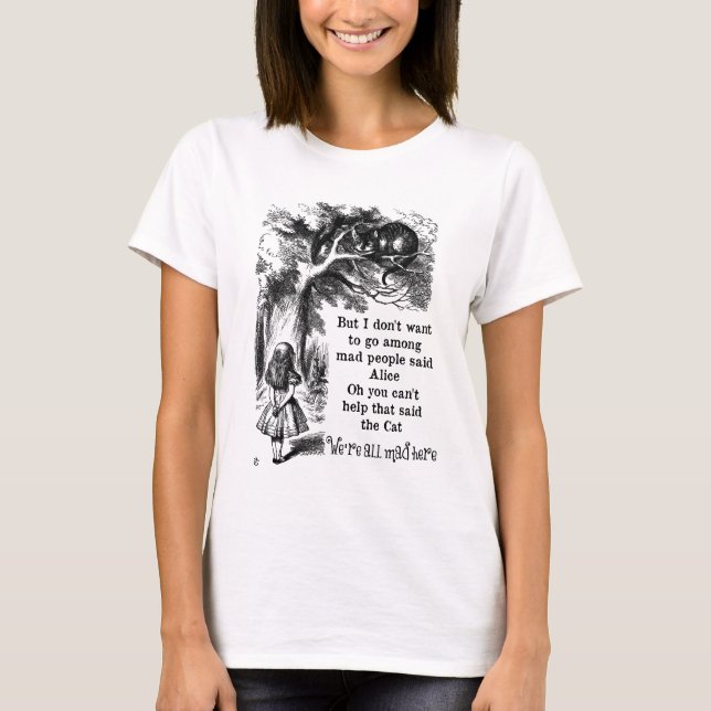 Alice im Wunderland; Cheshire-Katze mit Alice T-Shirt (Vorderseite)