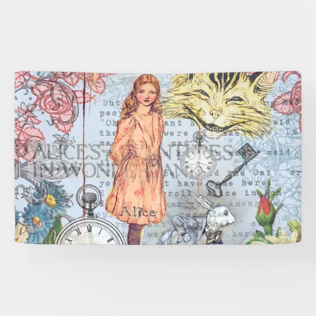Alice im Wunderland Classic Cheshire Rabbit Alice Banner (Horizontal)