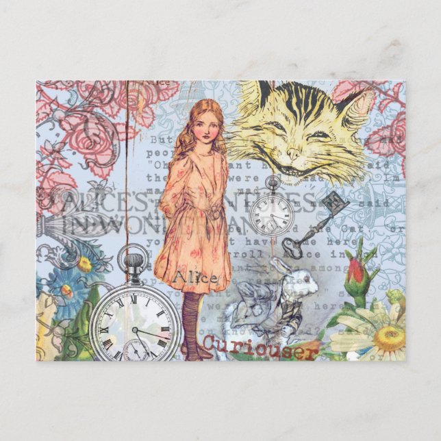 Alice im Wunderland Classic Cheshire Rabbit Alice Postkarte (Vorderseite)