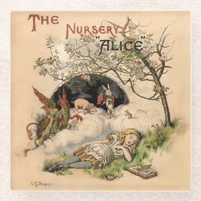 Alice im Wunderland Classic Illustration Glasuntersetzer (Vorderseite)