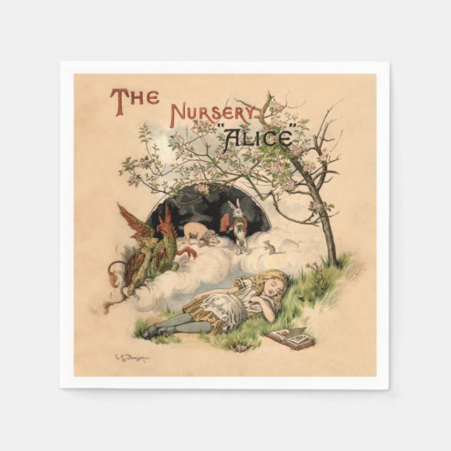 Alice im Wunderland Classic Illustration Serviette (Vorderseite)