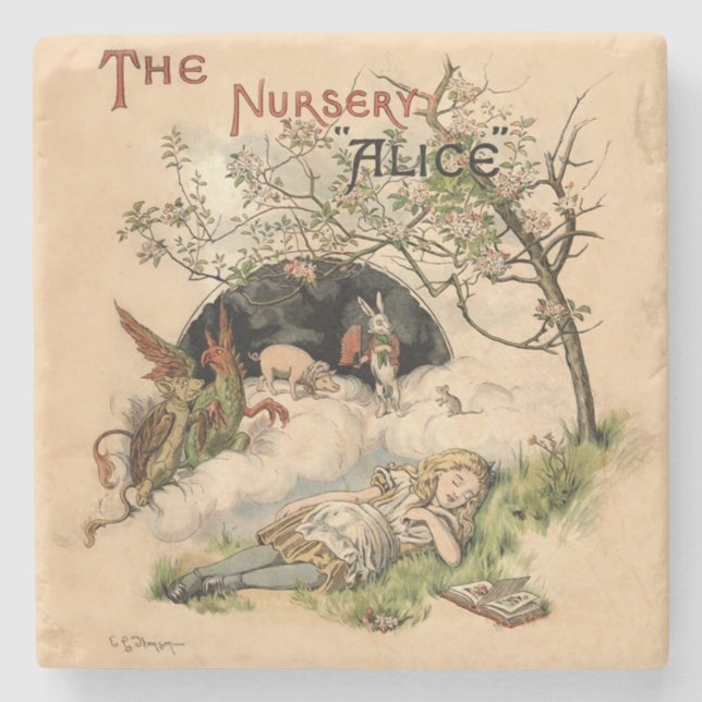 Alice im Wunderland Classic Illustration Steinuntersetzer (Vorderseite)