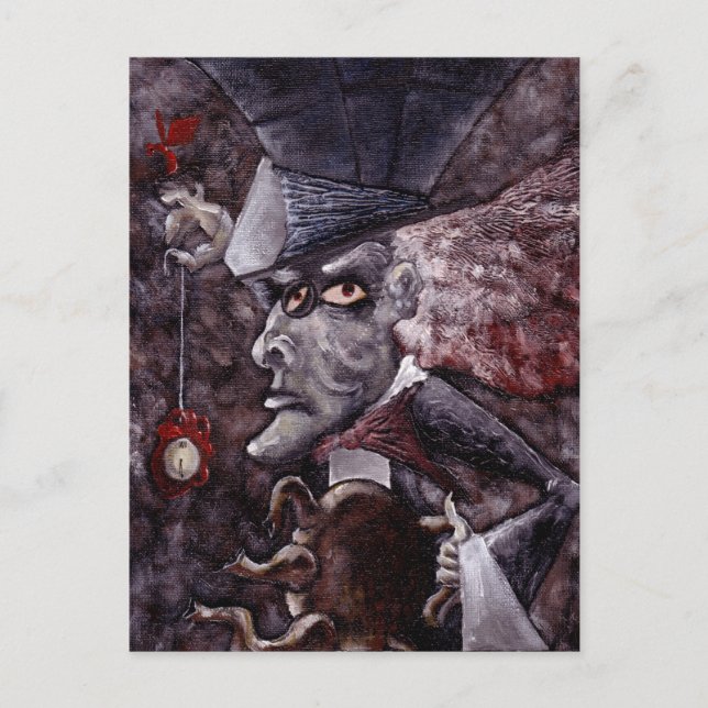 Alice im Wunderland Cubist MAD HATTER Postcard Postkarte (Vorderseite)