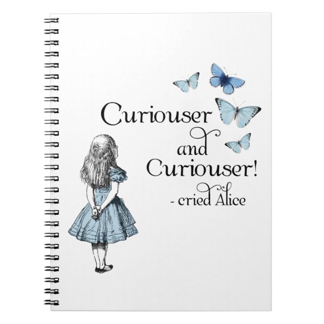 Alice im Wunderland Curiouser Butterfly Notebook Notizblock (Vorderseite)