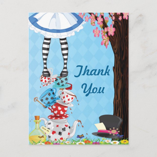 Alice im Wunderland danke Ihnen Postkarten (Vorderseite)