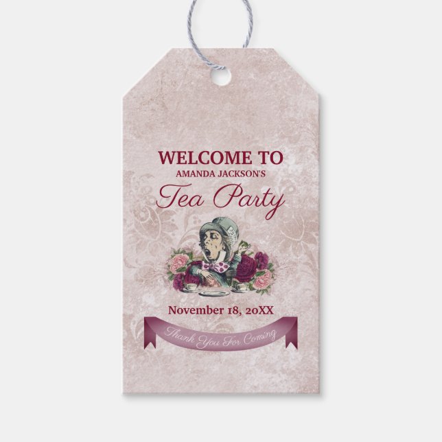 Alice im Wunderland Das Mad Hatter Tee Gastgeschen Geschenkanhänger (Vorderseite)