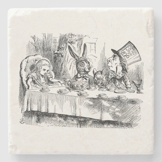 Alice im Wunderland - Das Tea-Party des Mad Hatter Steinuntersetzer (Vorderseite)