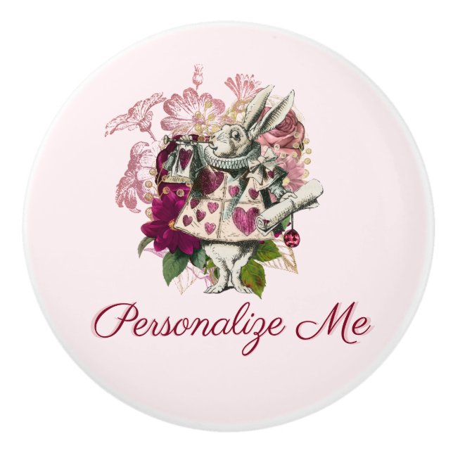 Alice im Wunderland Das weiße Kaninchen Personalis Keramikknauf (Vorderseite)