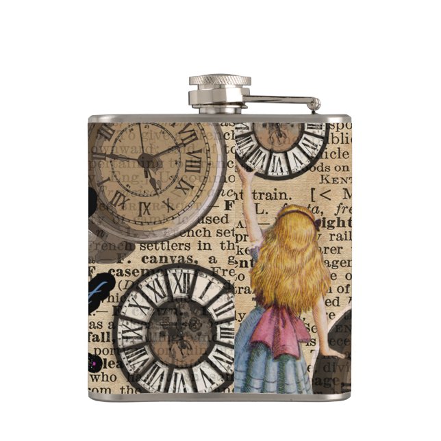 Alice im Wunderland, die in Zeit reist Flachmann (Rückseite)