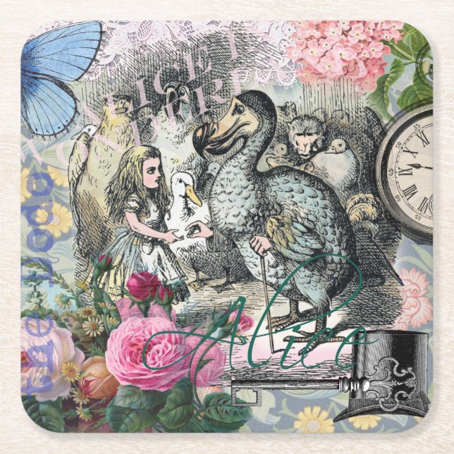 Alice im Wunderland Dodo Klassische Kunstwerke Rechteckiger Pappuntersetzer (Vorderseite)