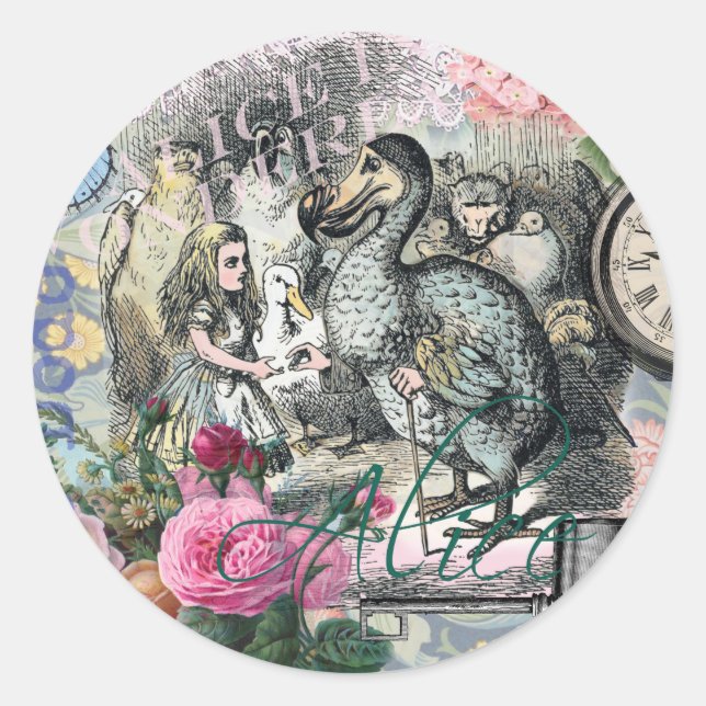 Alice im Wunderland Dodo Klassische Kunstwerke Runder Aufkleber (Vorderseite)