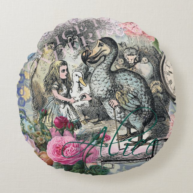 Alice im Wunderland Dodo Klassische Kunstwerke Rundes Kissen (Vorderseite)