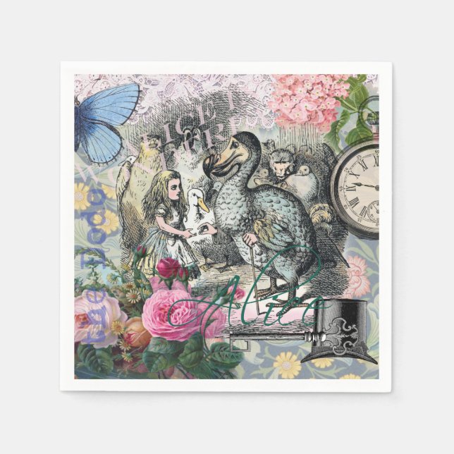 Alice im Wunderland Dodo Klassische Kunstwerke Serviette (Vorderseite)