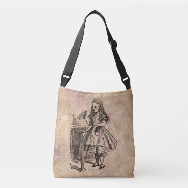 Alice im Wunderland Drink Me Flasche Tragetaschen Mit Langen Trägern (Vorderseite)