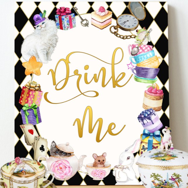 Alice im Wunderland Drink Me Table Sign Poster (Von Creator hochgeladen)
