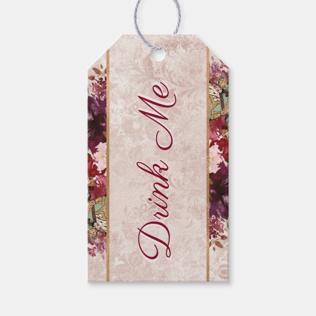 Alice im Wunderland Drink Me Tee Gastgeschenk Geschenkanhänger (Vorderseite)