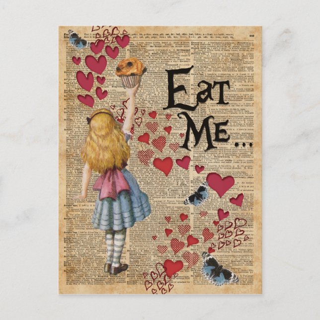 Alice im Wunderland Eat Me Muffin Postkarte (Vorderseite)