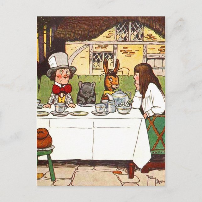 Alice im Wunderland: Ein Mad Tee Party Postkarte (Vorderseite)