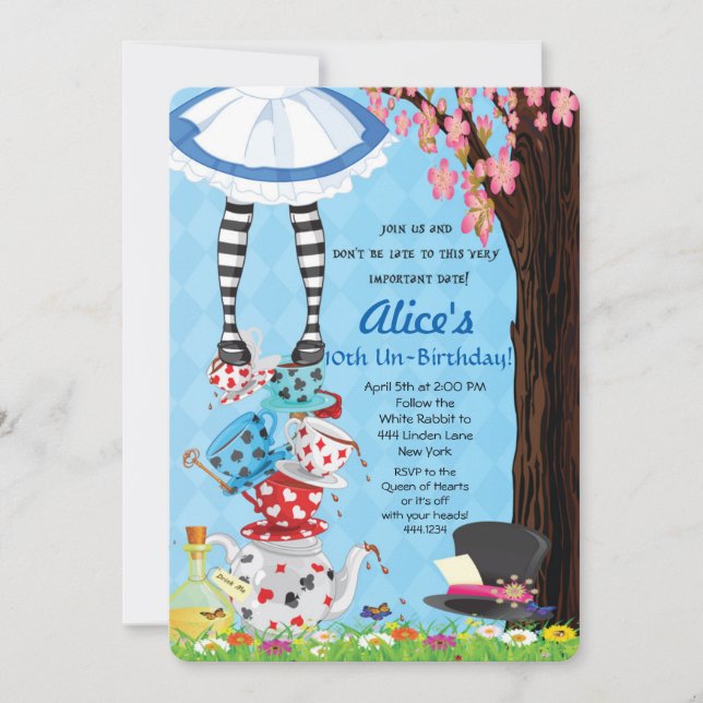 Alice im Wunderland Einladung (Vorderseite)