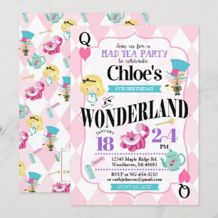 Alice im Wunderland Einladungen zum Geburtstag